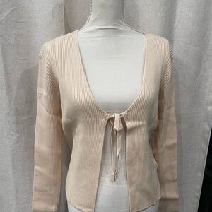 Elegant Cream Tie-Front Sweater